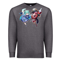 Charcoal Heather Houshou Marine and Uruha Rushia Premium Sweatshirt - linhVisuals