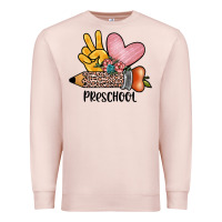 Pale Pink peace love preschool Premium Sweatshirt - JahusDesignShop