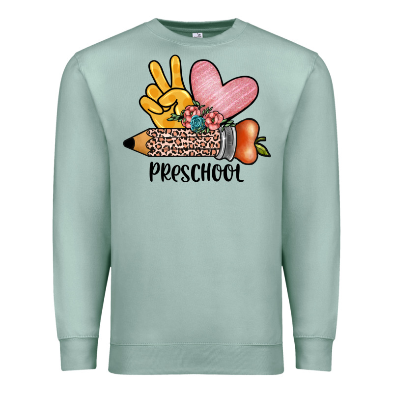 Peace Love Preschool Premium Sweatshirt by JahusDesignShop | Teevron