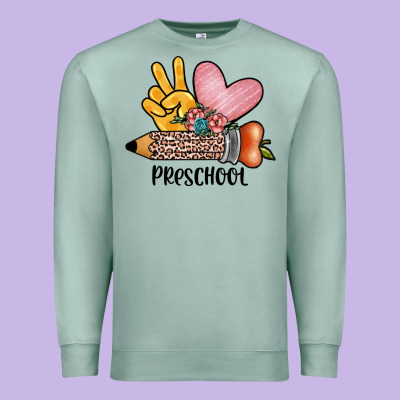 Peace Love Preschool Premium Sweatshirt Designed By Jahusdesignshop