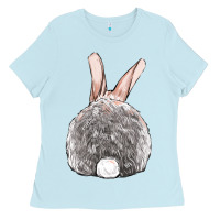 Baby Blue Easter bunny back view Ladies Tee - OliviaCreatesArt