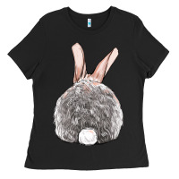 Black Easter bunny back view Ladies Tee - OliviaCreatesArt