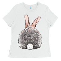 White Easter bunny back view Ladies Tee - OliviaCreatesArt