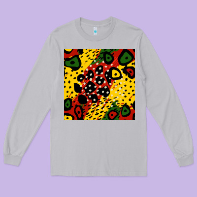 African Colors Pattern Long Sleeve Tee Designed By Bundleandbundleshop