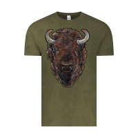 Vintage Olive american bison Vintage Tee - RanaPortraitStore