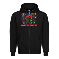 Black just a boy who loves monster trucks Zipper Hoodie - JahusDesignShop