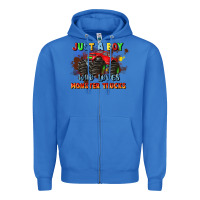 True Royal just a boy who loves monster trucks Zipper Hoodie - JahusDesignShop