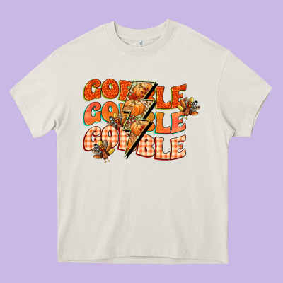 Gobble Gobble Gobble Heavy Core Tee Designed By Cowgirlartshop
