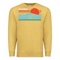 Antique Gold vintage california wave surf retro 80s california beach surfing Premium Sweatshirt - linhVisuals