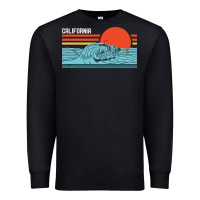 Black vintage california wave surf retro 80s california beach surfing Premium Sweatshirt - linhVisuals