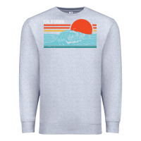 Heather Grey vintage california wave surf retro 80s california beach surfing Premium Sweatshirt - linhVisuals