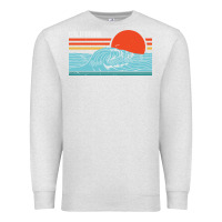 Oatmeal Heather vintage california wave surf retro 80s california beach surfing Premium Sweatshirt - linhVisuals