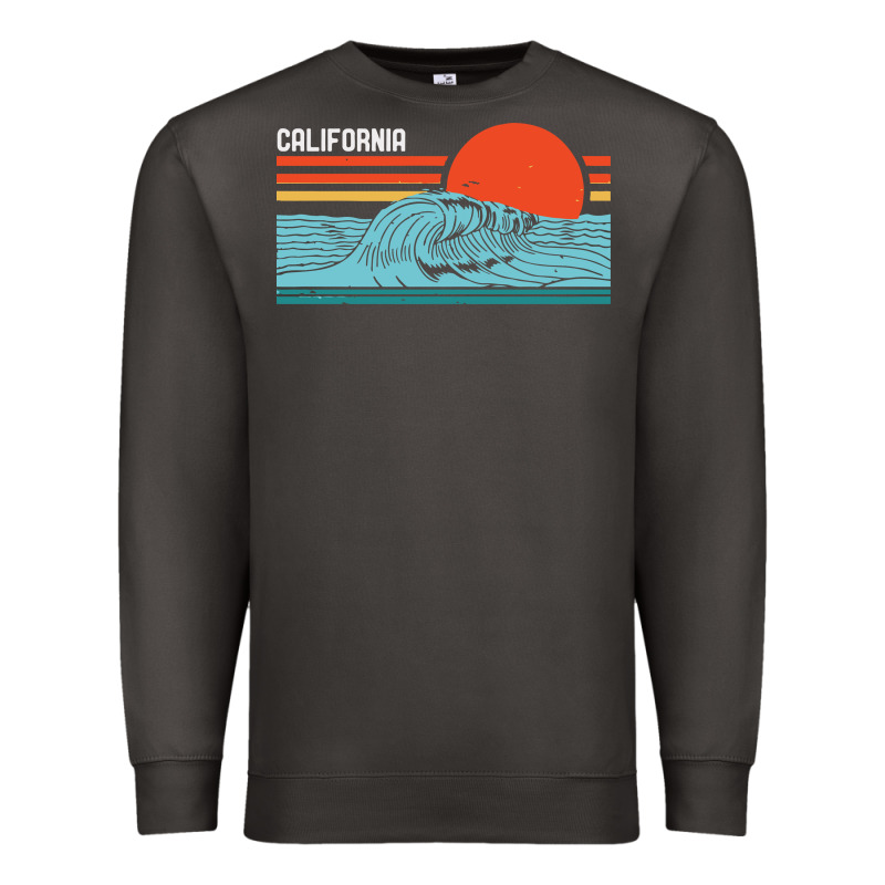 Vintage California Wave Surf Retro 80s California Beach Surfing Premium Sweatshirt by linhVisuals | Teevron