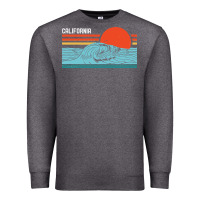 Charcoal Heather vintage california wave surf retro 80s california beach surfing Premium Sweatshirt - linhVisuals