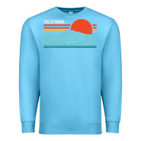 Ocean Blue vintage california wave surf retro 80s california beach surfing Premium Sweatshirt - linhVisuals