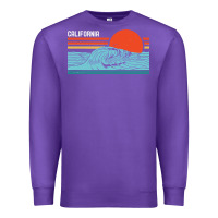 Purple vintage california wave surf retro 80s california beach surfing Premium Sweatshirt - linhVisuals