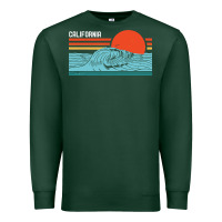 Sports Green vintage california wave surf retro 80s california beach surfing Premium Sweatshirt - linhVisuals