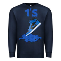 Navy 1 retro high og dark marina blue tee shoes dripping got em t shirt Premium Sweatshirt - linhVisuals