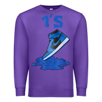 Purple 1 retro high og dark marina blue tee shoes dripping got em t shirt Premium Sweatshirt - linhVisuals