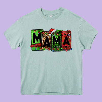 Christmas Mama Heavy Core Tee Designed By Jasminsmagicworld