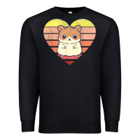 Black cute hamster design retro heart shape vintage t shirt Premium Sweatshirt - linhVisuals