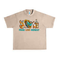 French Oak Peace Love Whiskey Urban Heavy Tee - BundleAndBundleShop
