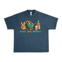 Midnight Navy Peace Love Whiskey Urban Heavy Tee - BundleAndBundleShop