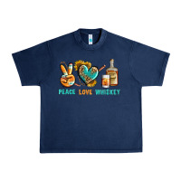 Navy Peace Love Whiskey Urban Heavy Tee - BundleAndBundleShop