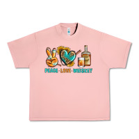 Salmon Peace Love Whiskey Urban Heavy Tee - BundleAndBundleShop
