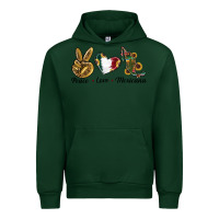 Forest Green Peace Love Mexicana Urban Hoodie - RanaPortraitStore