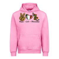 Fuchsia Pink Peace Love Mexicana Urban Hoodie - RanaPortraitStore