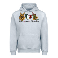 Heather Grey Peace Love Mexicana Urban Hoodie - RanaPortraitStore