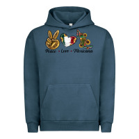 Pigment Midnight Navy Peace Love Mexicana Urban Hoodie - RanaPortraitStore