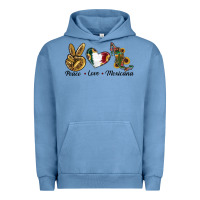 Pigment Pebble Blue Peace Love Mexicana Urban Hoodie - RanaPortraitStore