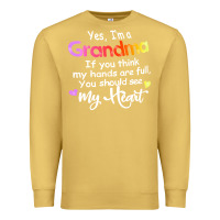 Antique Gold grandma t  shirt yes i'm grandma if you think my hands are full t  shi Premium Sweatshirt - linhVisuals