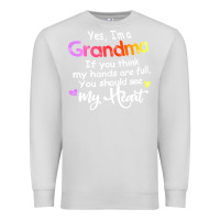Dove Grey grandma t  shirt yes i'm grandma if you think my hands are full t  shi Premium Sweatshirt - linhVisuals