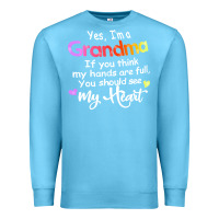 Ocean Blue grandma t  shirt yes i'm grandma if you think my hands are full t  shi Premium Sweatshirt - linhVisuals