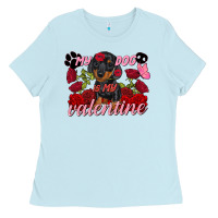Baby Blue My dog is my Valentine's Day Ladies Tee - FaDigitalArtStudio