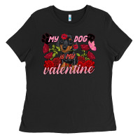 Black My dog is my Valentine's Day Ladies Tee - FaDigitalArtStudio