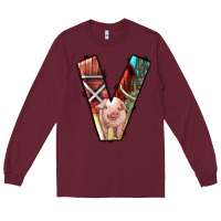 Burgundy farm life alphabet lowercase letters v Long Sleeve Tee - BundleAndBundleShop