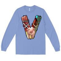 Colony Blue farm life alphabet lowercase letters v Long Sleeve Tee - BundleAndBundleShop