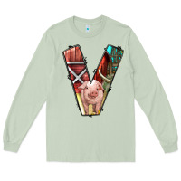 Matcha farm life alphabet lowercase letters v Long Sleeve Tee - BundleAndBundleShop