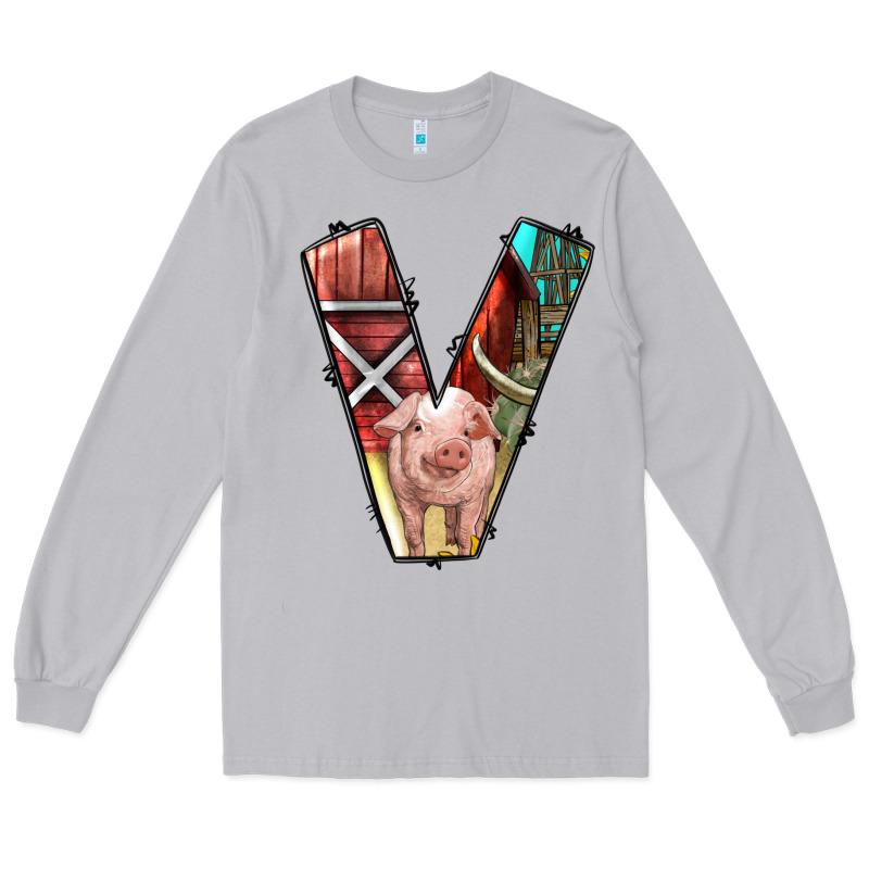 Farm Life Alphabet Lowercase Letters V Long Sleeve Tee by BundleAndBundleShop | Teevron
