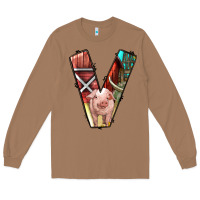 Toasted Coconut farm life alphabet lowercase letters v Long Sleeve Tee - BundleAndBundleShop