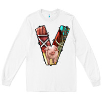 White farm life alphabet lowercase letters v Long Sleeve Tee - BundleAndBundleShop