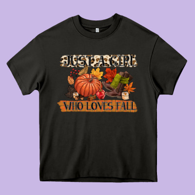 Just A Girl Who Loves Fall Heavy Core Tee Designed By Cowgirlartshop