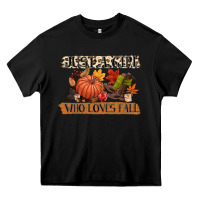 Black just a girl who loves fall Heavy Core Tee - CowGirlArtShop