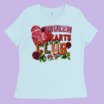 Broken Heart Club Ladies Tee Designed By Fadigitalartstudio