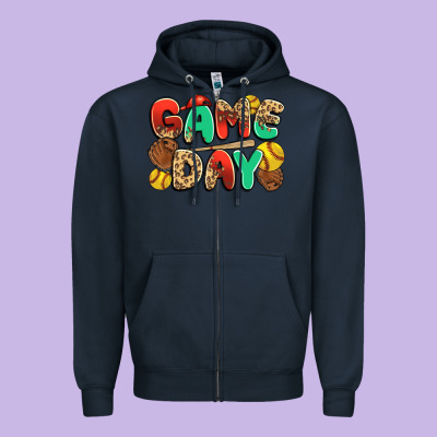 Game Day Softball Zipper Hoodie Designed By Jahusdesignshop