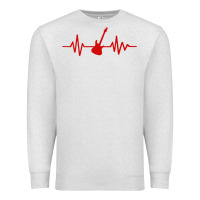 Oatmeal Heather heartbeat electric guitar Premium Sweatshirt - linhVisuals